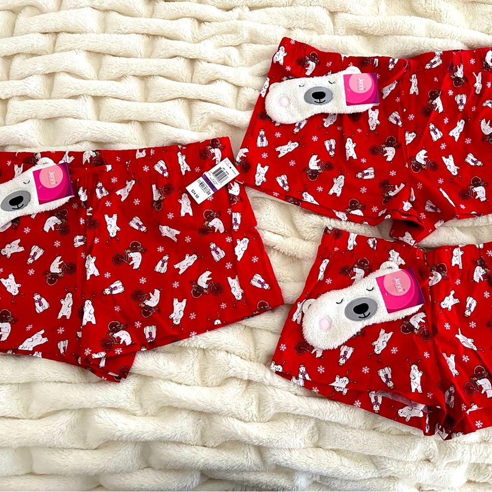 Adorable Jenni by Jennifer Moore Boxer sleep shorts and mask NWT